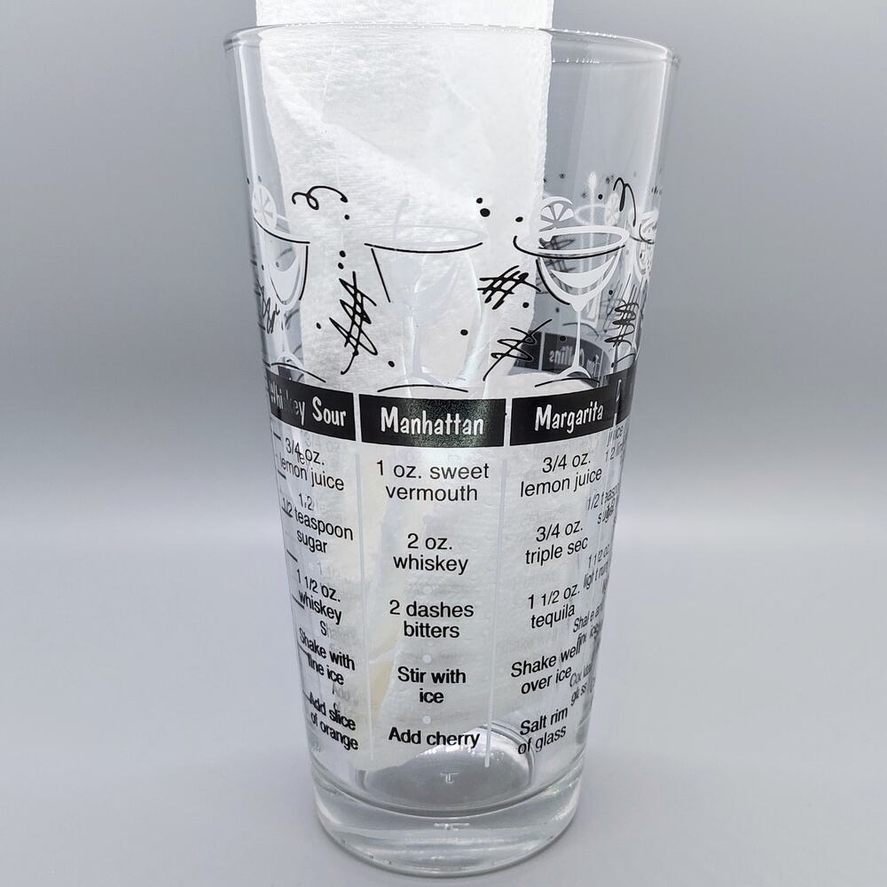 VTG Libbey Cocktail Recipe Shaker Glass Martini Daiquiri Manhattan Margarita